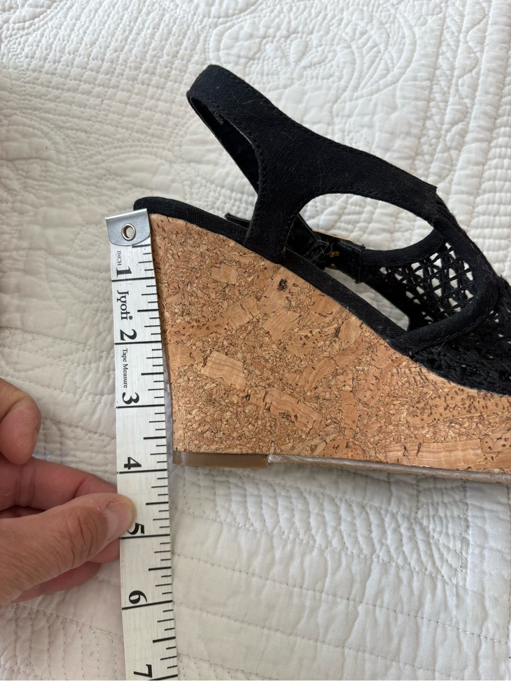 Fergalicious Black Woven Slingback Wedge Sandals - Picture 3 of 7